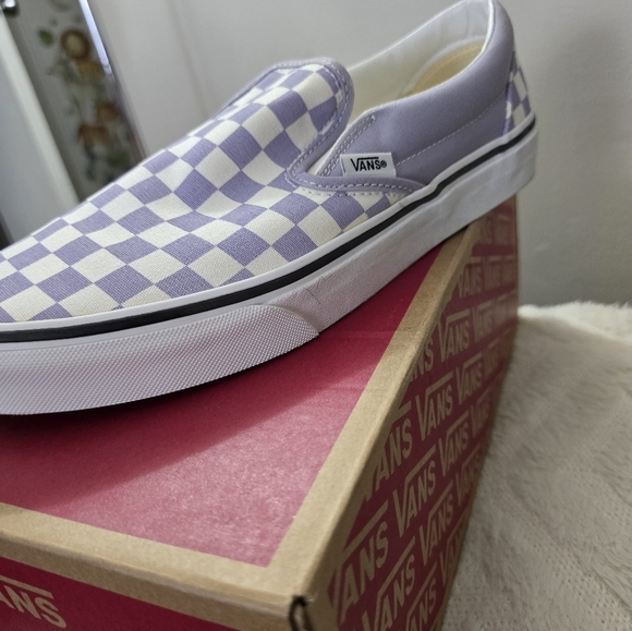 Vans Lavender and White Checkered Slip-Ons - Picture 3 of 6